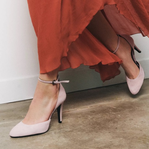 Zara Pink Suede Ankle Strap Heels - Picture 1 of 7